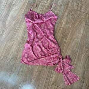 Pink Floral Dress with Bow Detail